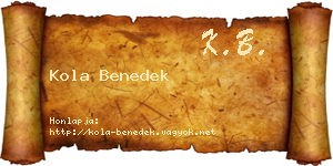 Kola Benedek névjegykártya